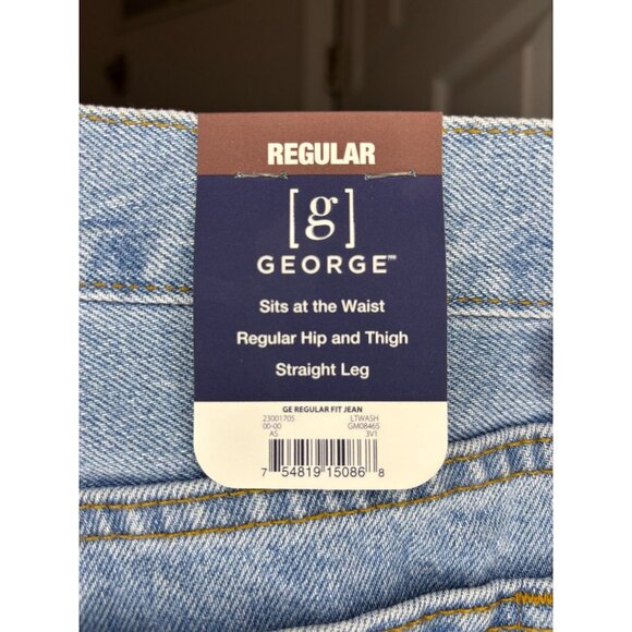GEORGE NEW Regular Fit Jean Mens 34X30 Straight Leg Light Wash - Picture 9 of 9